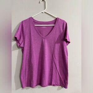 Talbots Magenta V-Neck Short Sleeve Top